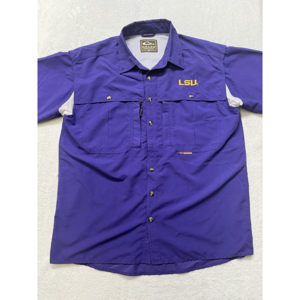 Drake LSU Vented Wingshooter's Men Med Purple Louisiana Breathable Vented W/Logo
